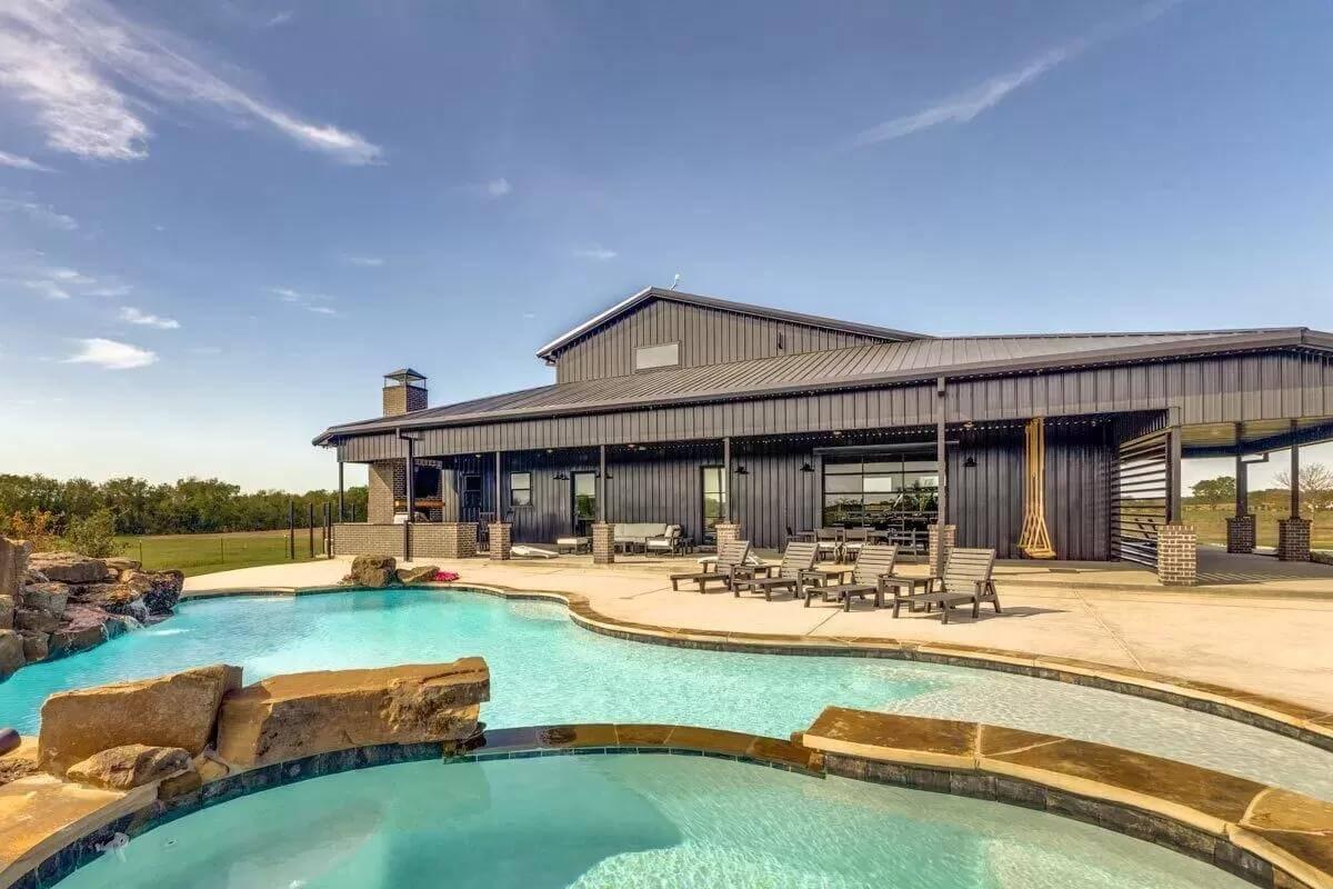 Metal-Clad Oasis with Inviting Poolside Views