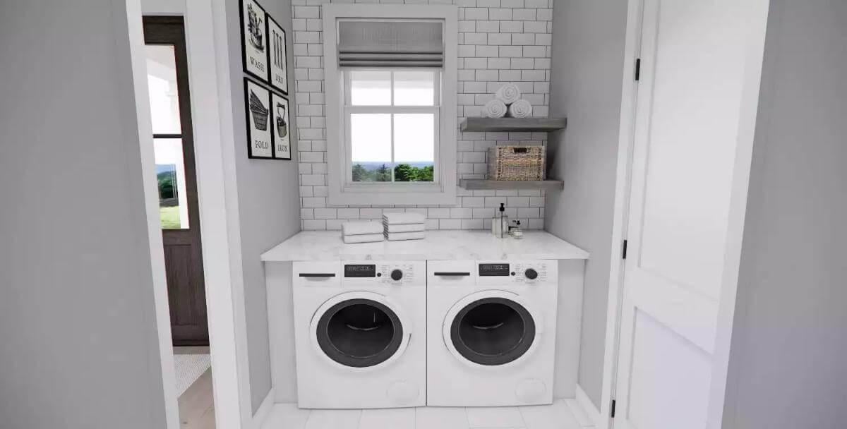 Laundry Nook with Smart Storage and Subway Tile Backdrop