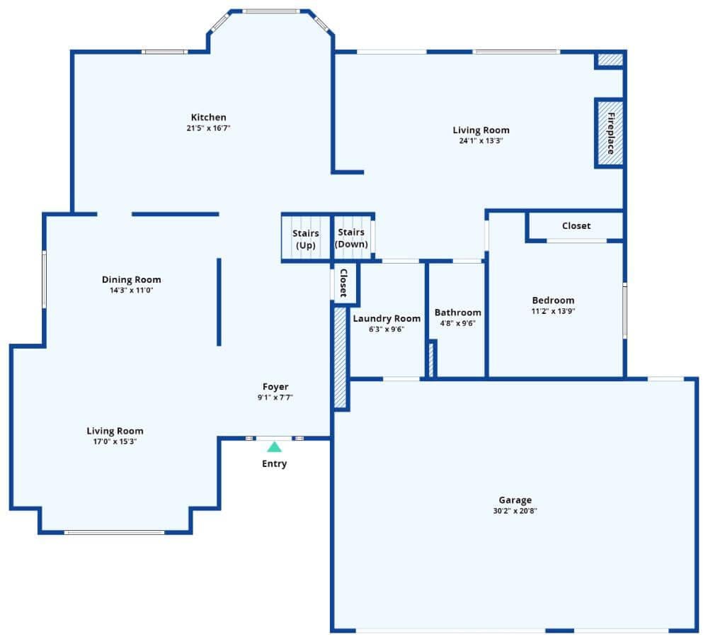 Main Floor Layout with Spacious Living Areas and Convenient Garage Access