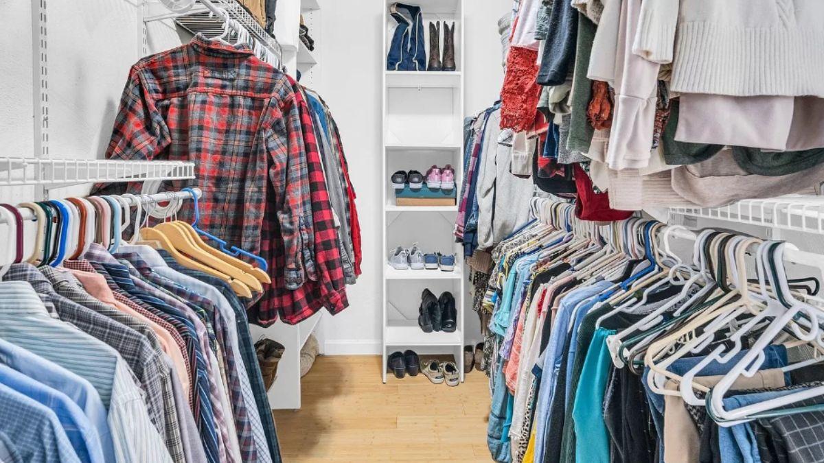 Organized Walk-In Closet with Efficient Shelving