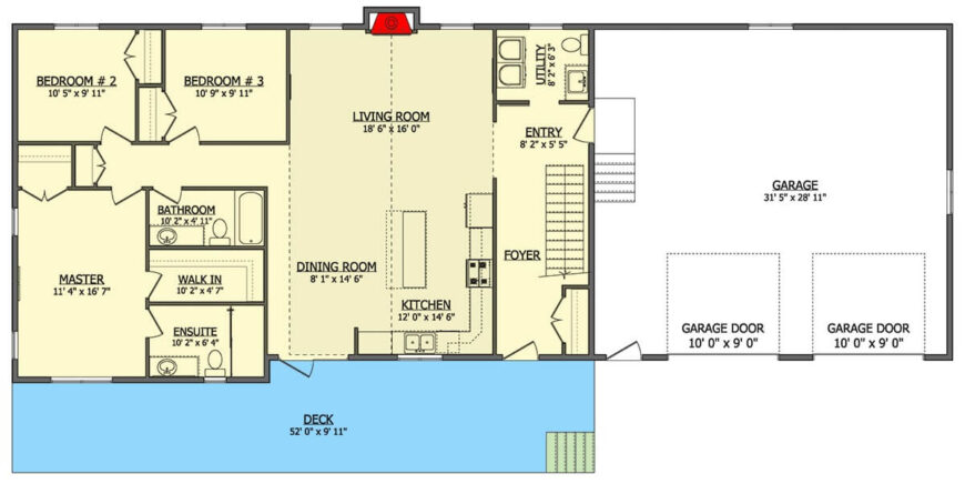 Ranch-Style Home with 3 Bedrooms and a Covered Front Deck (Floor Plan ...
