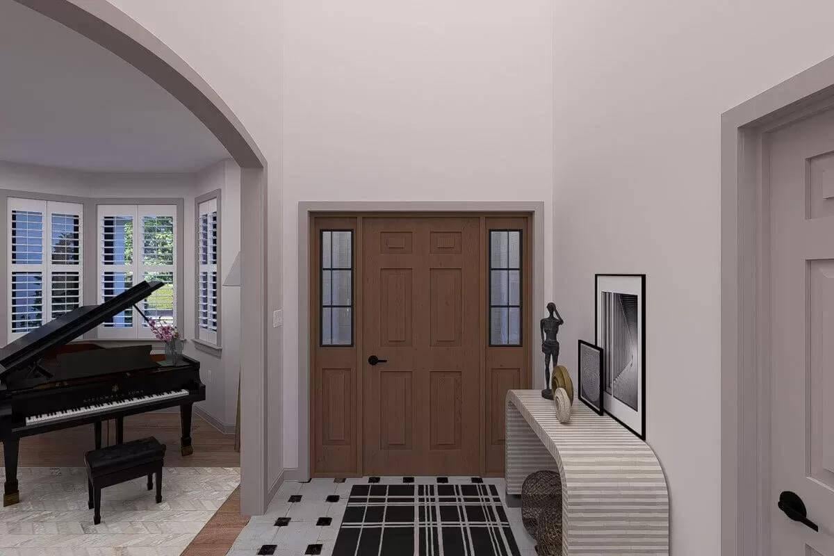 A Grand Entrance Complimented by a Statement Piano Nook