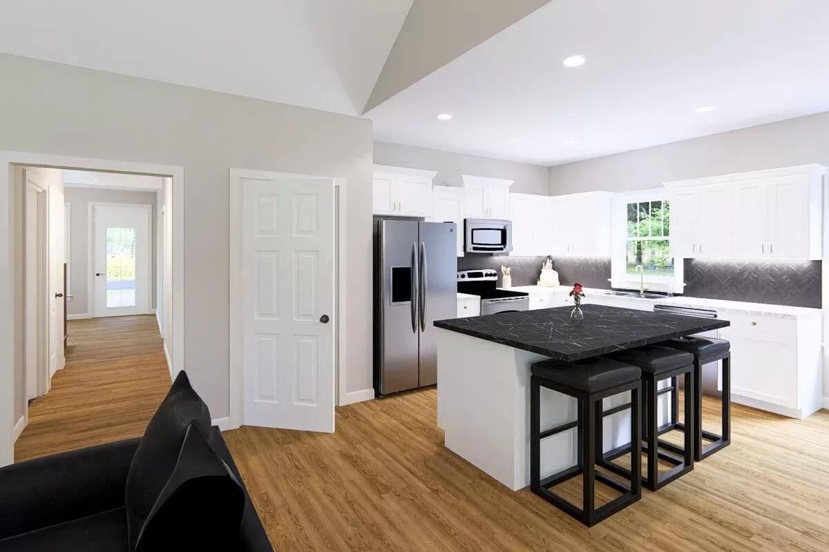 Modern Kitchen Delight with a Striking Black Island