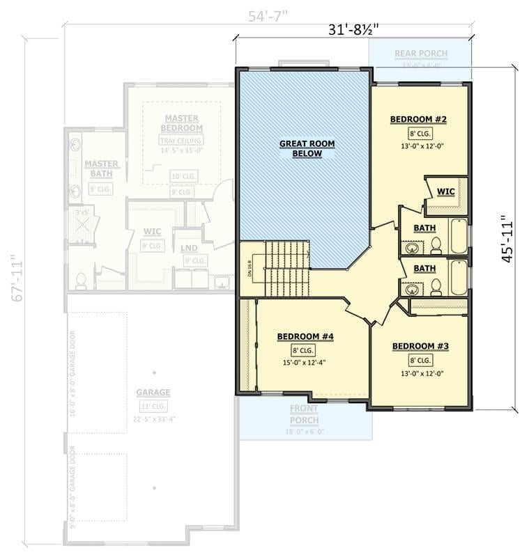 Upper Floor Layout with a View Overlooking the Great Room