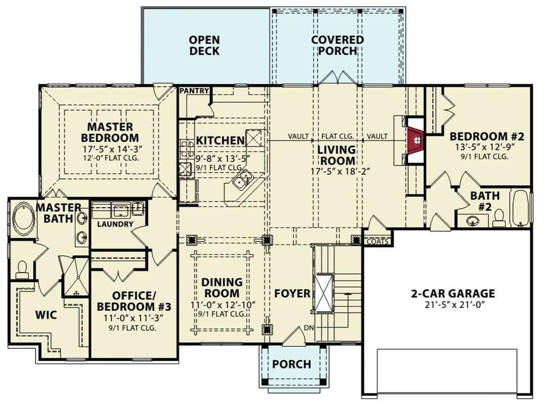 Single-Level Floor Plan with Convenient Laundry Near the Master Suite