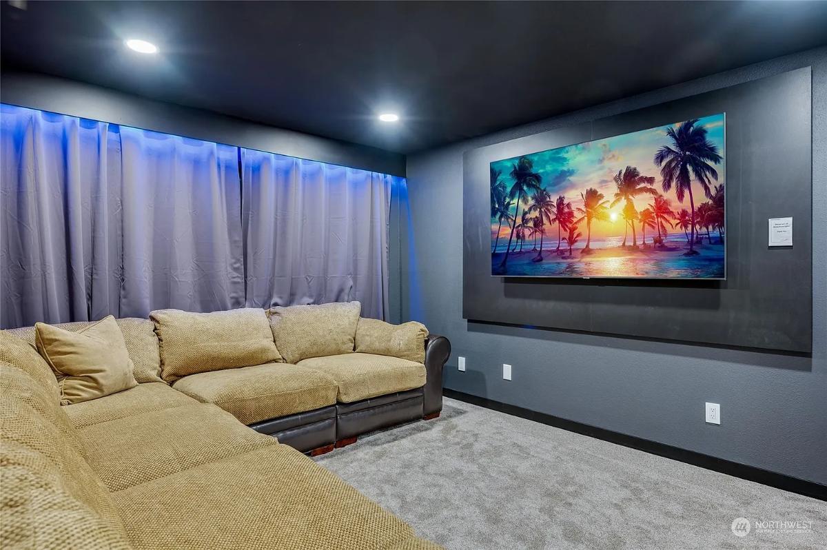 Cozy Home Theater with Ambient Lighting Enhancements