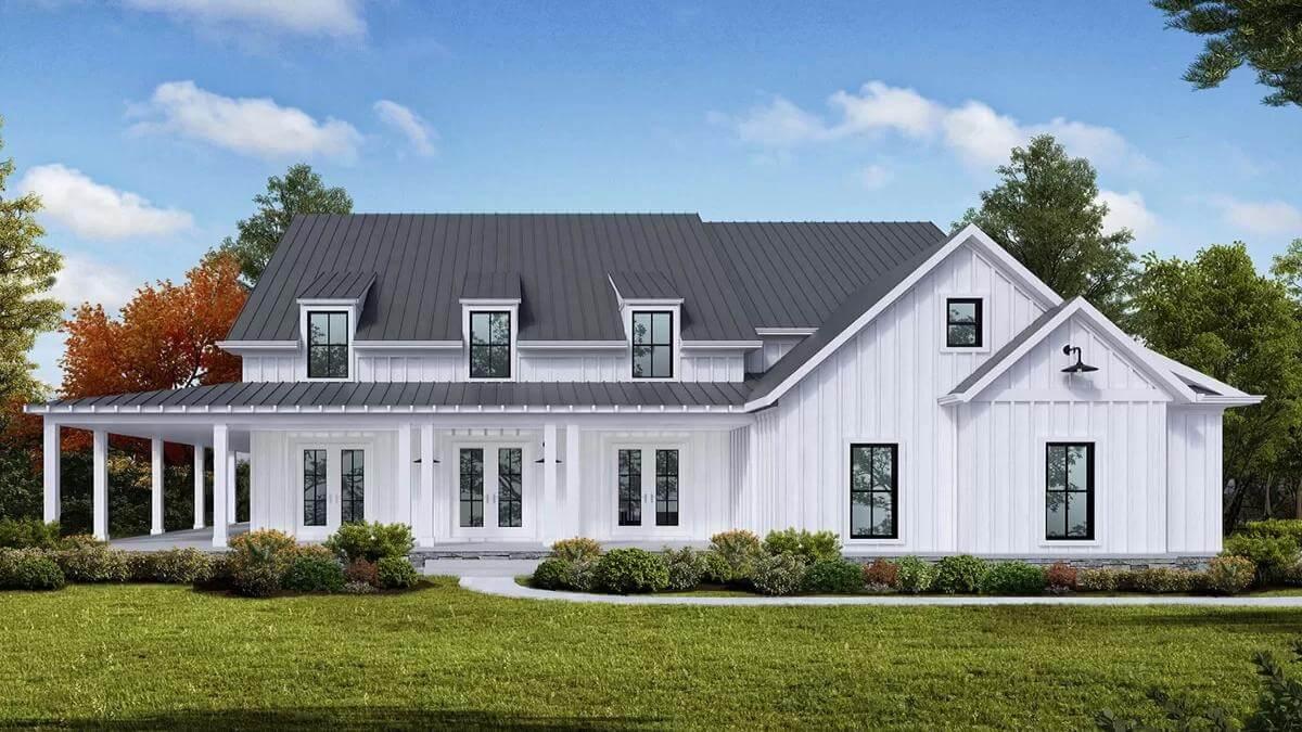 White Board and Batten Farmhouse with a Modern Twist on Tradition