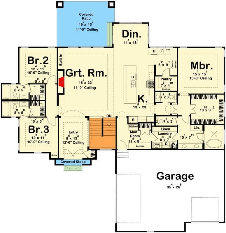 Discover the Flow from Great Room to Kitchen in This Ranch Layout