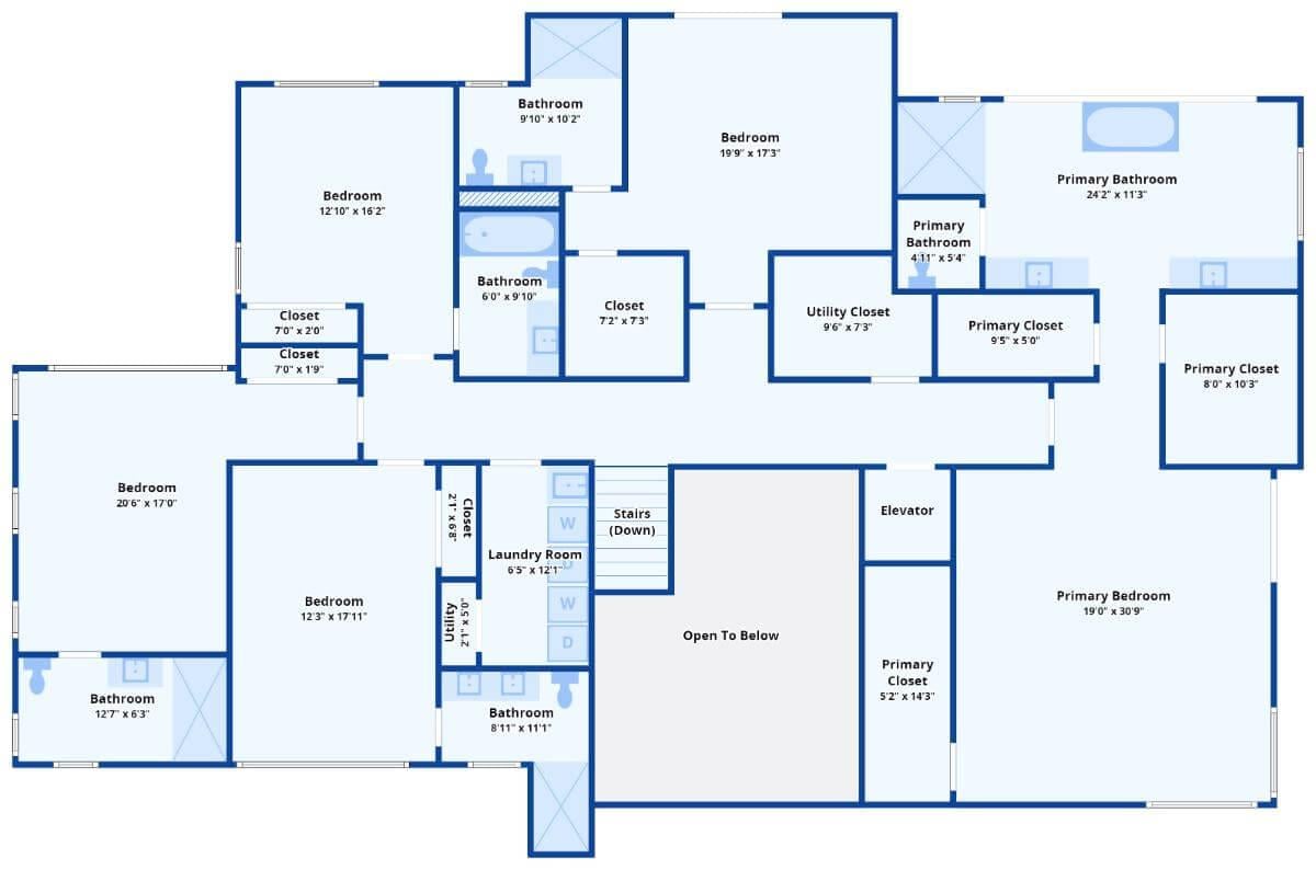 Upper Level Layout with Spacious Bedrooms and Convenient Utility Spaces