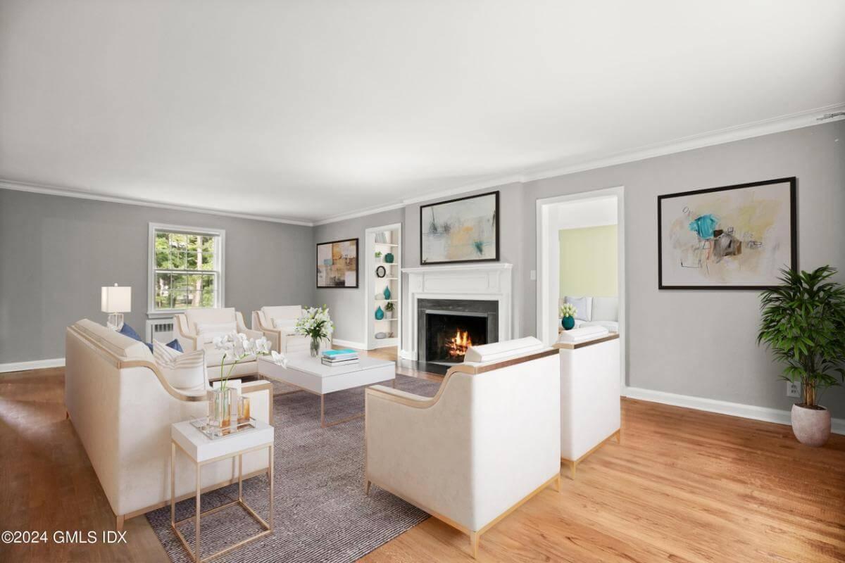 Discover This Sophisticated Living Room with a Fireplace as the Focal Point