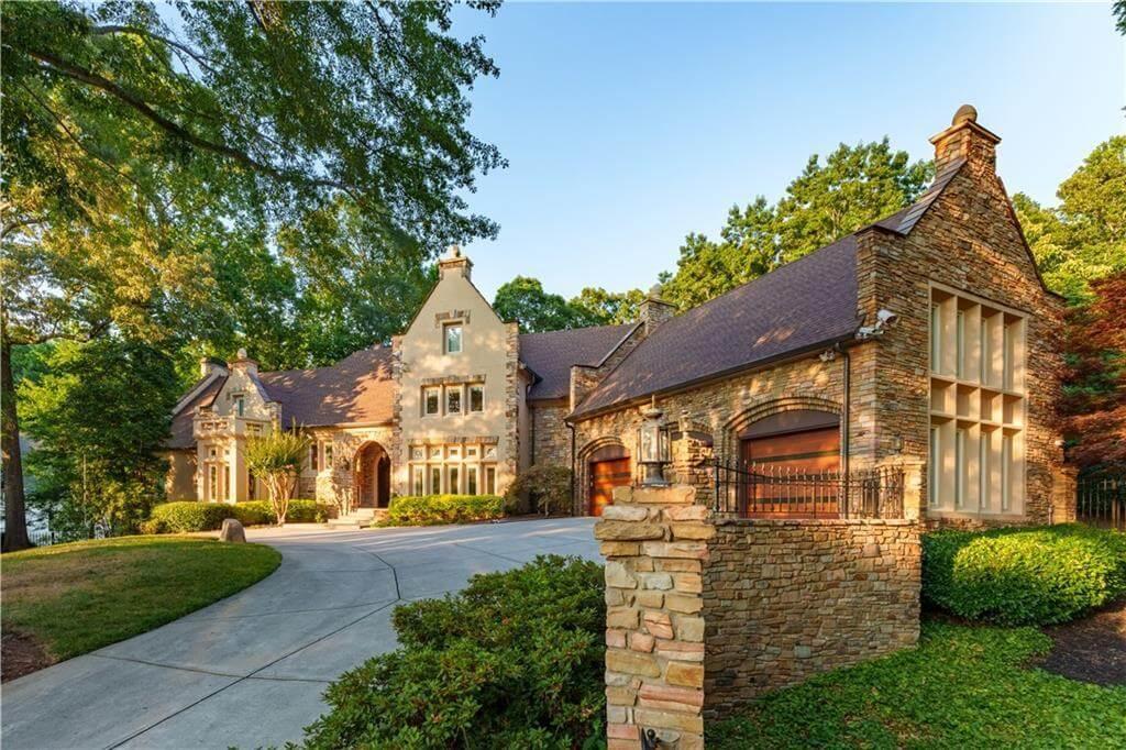 Stunning Stone Facade and Turret Grace This Timeless Manor