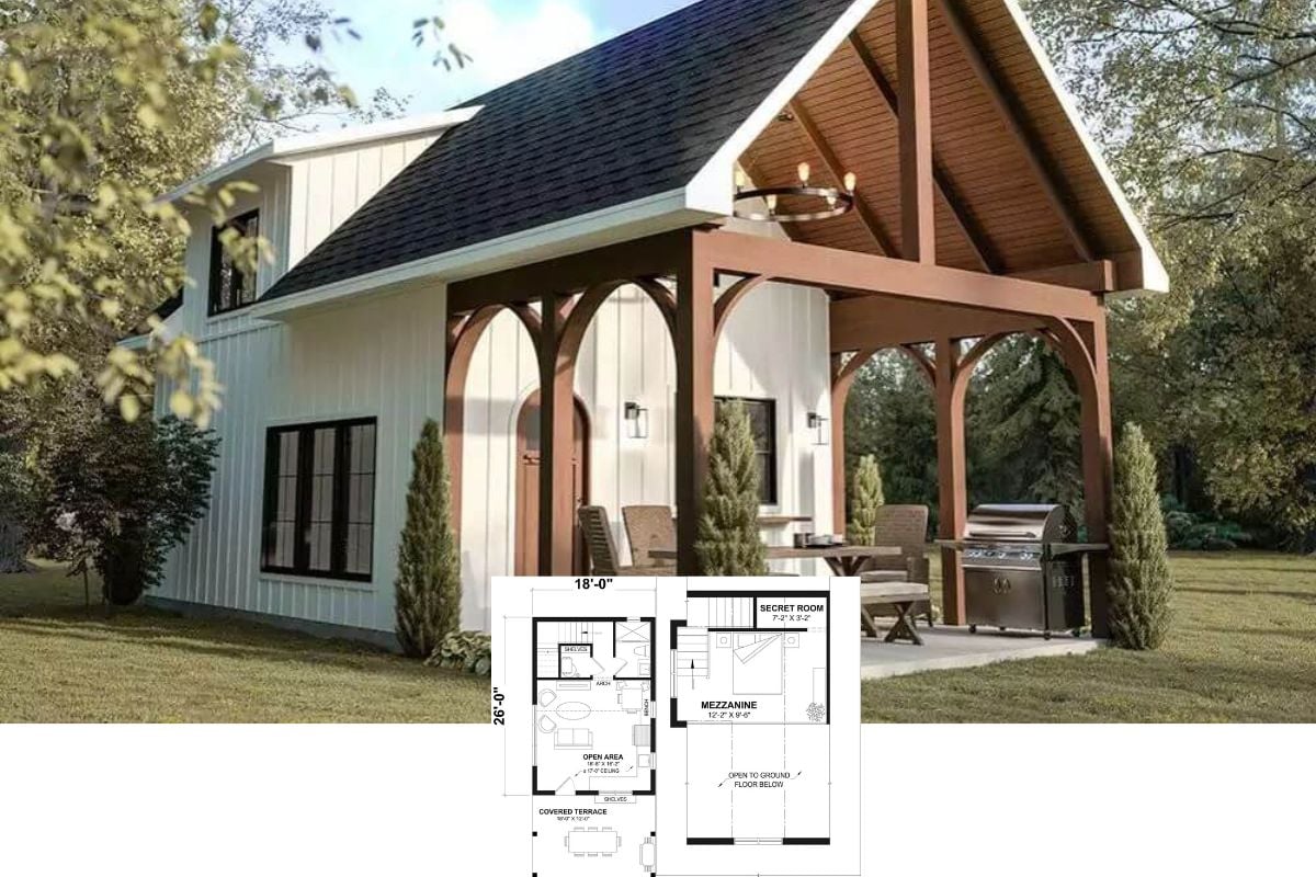 Cottage-Style 1-Bedroom Summerview ADU with Loft and Covered Terrace (Floor Plan)