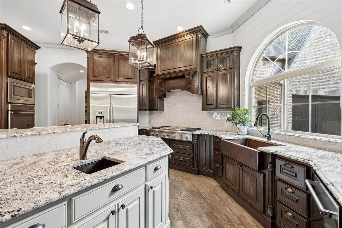Admire the Rustic Elegance of This Two-Tone Kitchen