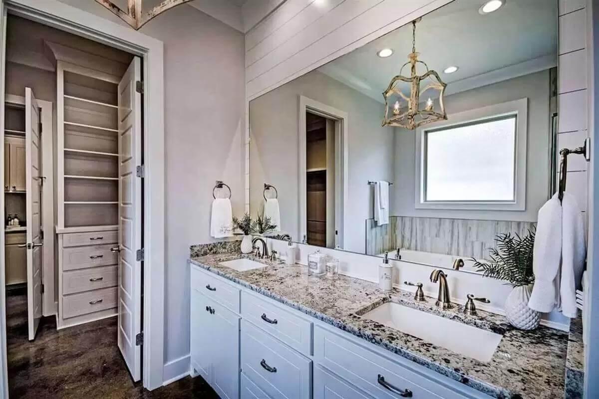 Dual Vanity Delight with Granite Elegance in the Bathroom