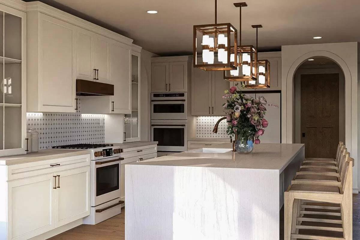 Notice the Stunning Pendant Lights in This Sophisticated Kitchen