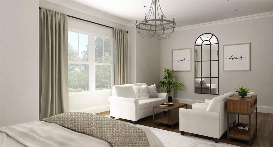 Look at the Stylish Sitting Area in This Sunlit Master Suite
