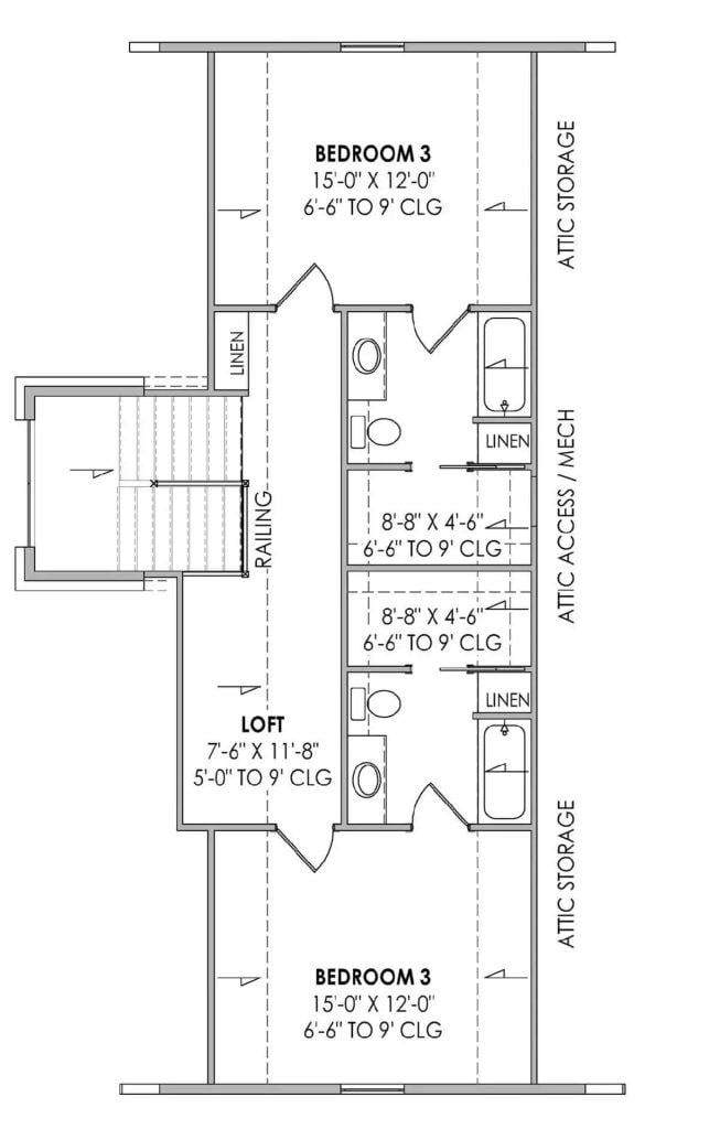 Upper Level Layout: Twin Bedrooms and a Cozy Loft Space