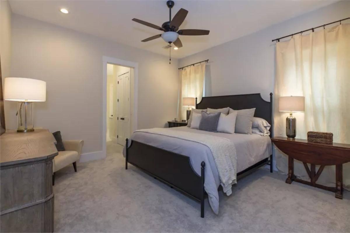 Craftsman Bedroom with a Metal Bed Frame That Catches the Eye