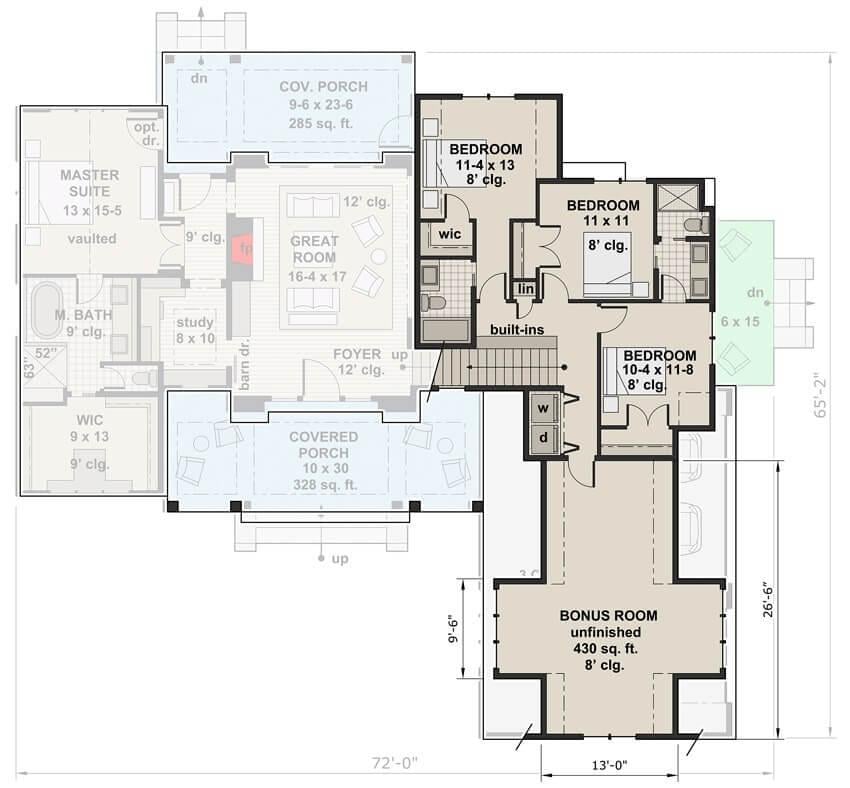 Explore the Versatile Bonus Room in This Farmhouse Layout