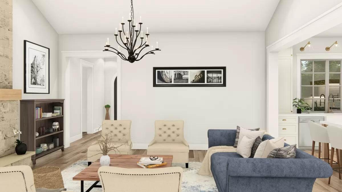 Effortless Elegance in the Living Room with a Striking Chandelier