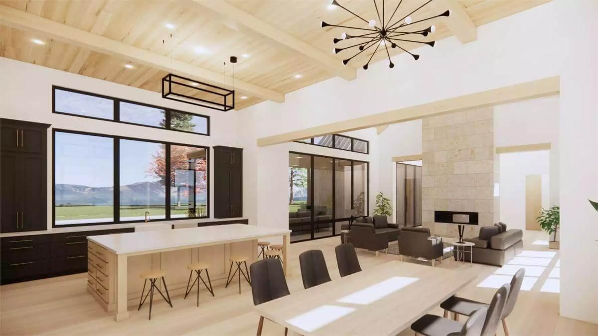 Spacious Open Floor Plan with a Stunning Sputnik Chandelier