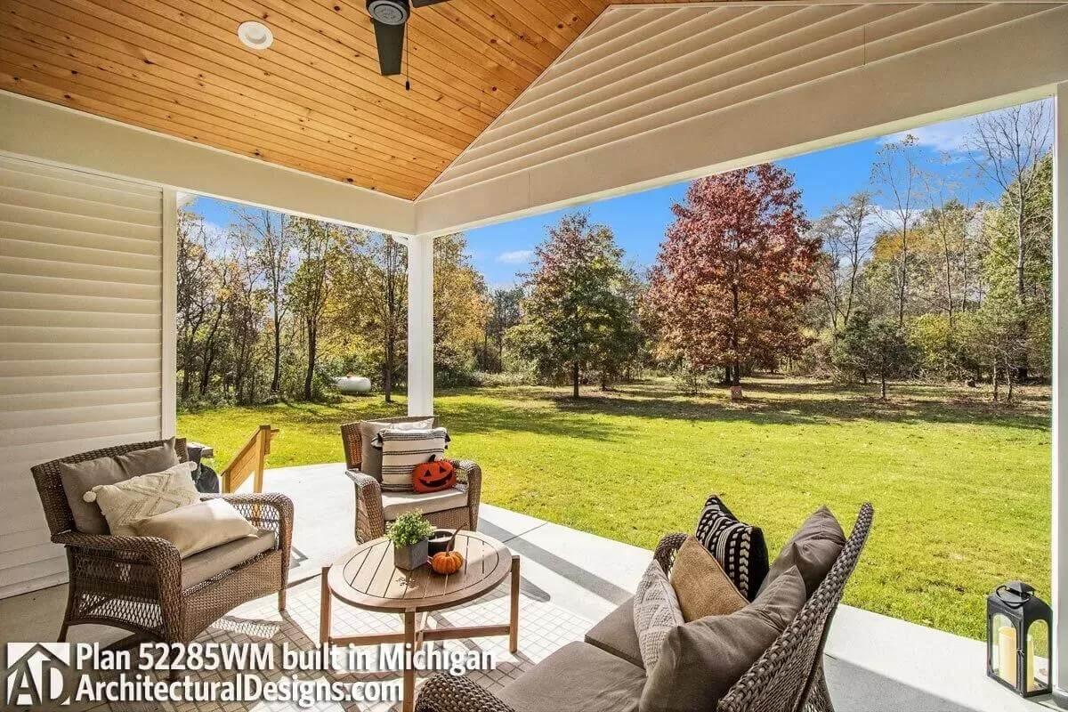 Notice the Vaulted Wood Ceiling on This Relaxing Outdoor Patio