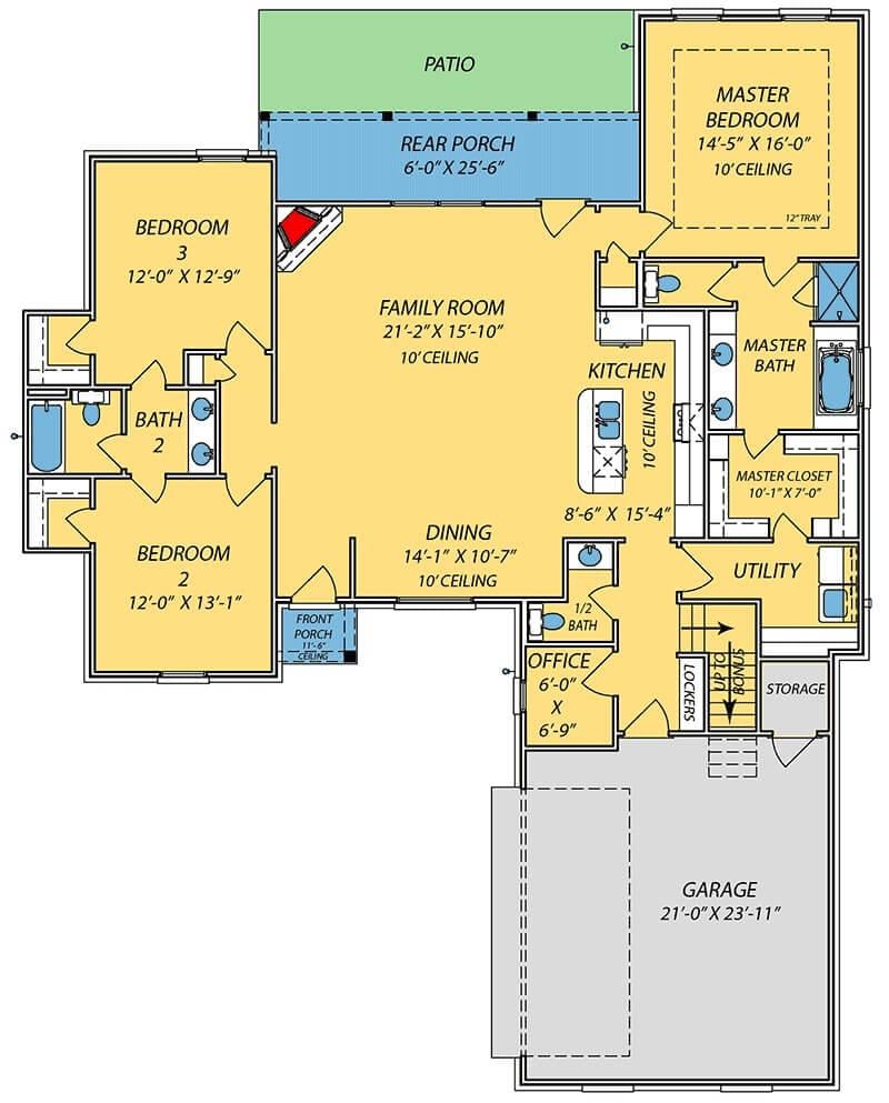 Explore This Thoughtfully Arranged Craftsman Floor Plan with a Spacious Family Room