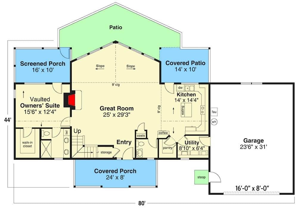 Explore the Spacious Great Room in This Craftsman Layout