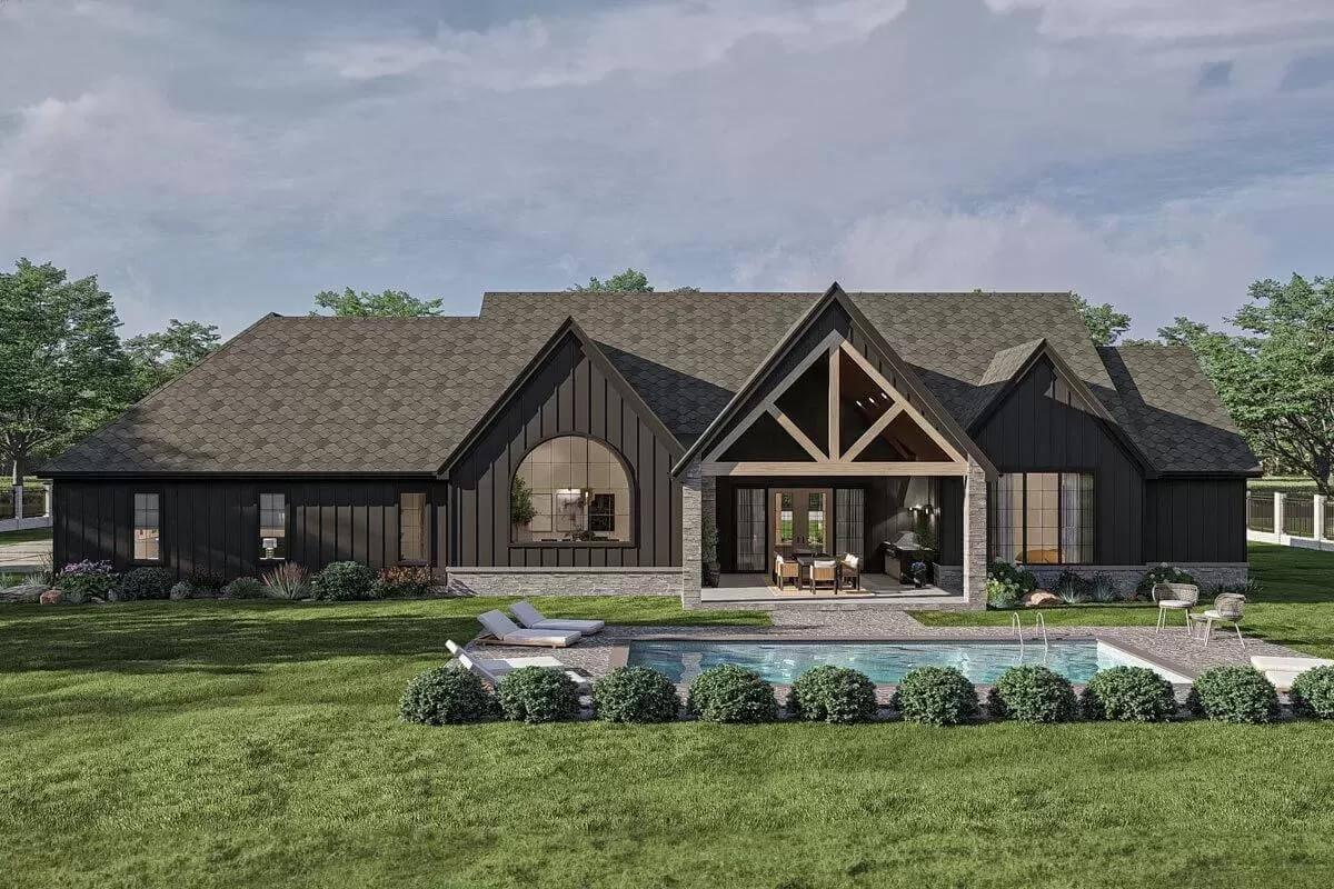 Relax by the Pool with This Modern Craftsman Exterior