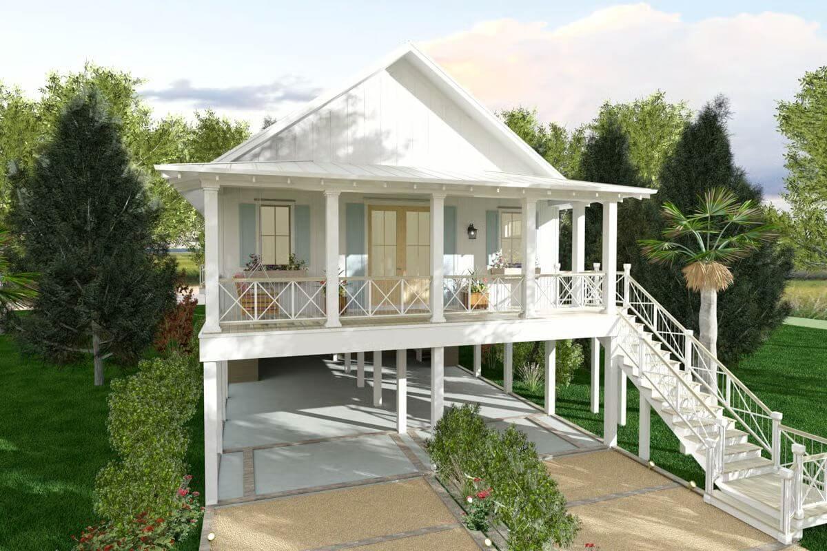 Coastal Elevated Home with Inviting Wrap-Around Porch