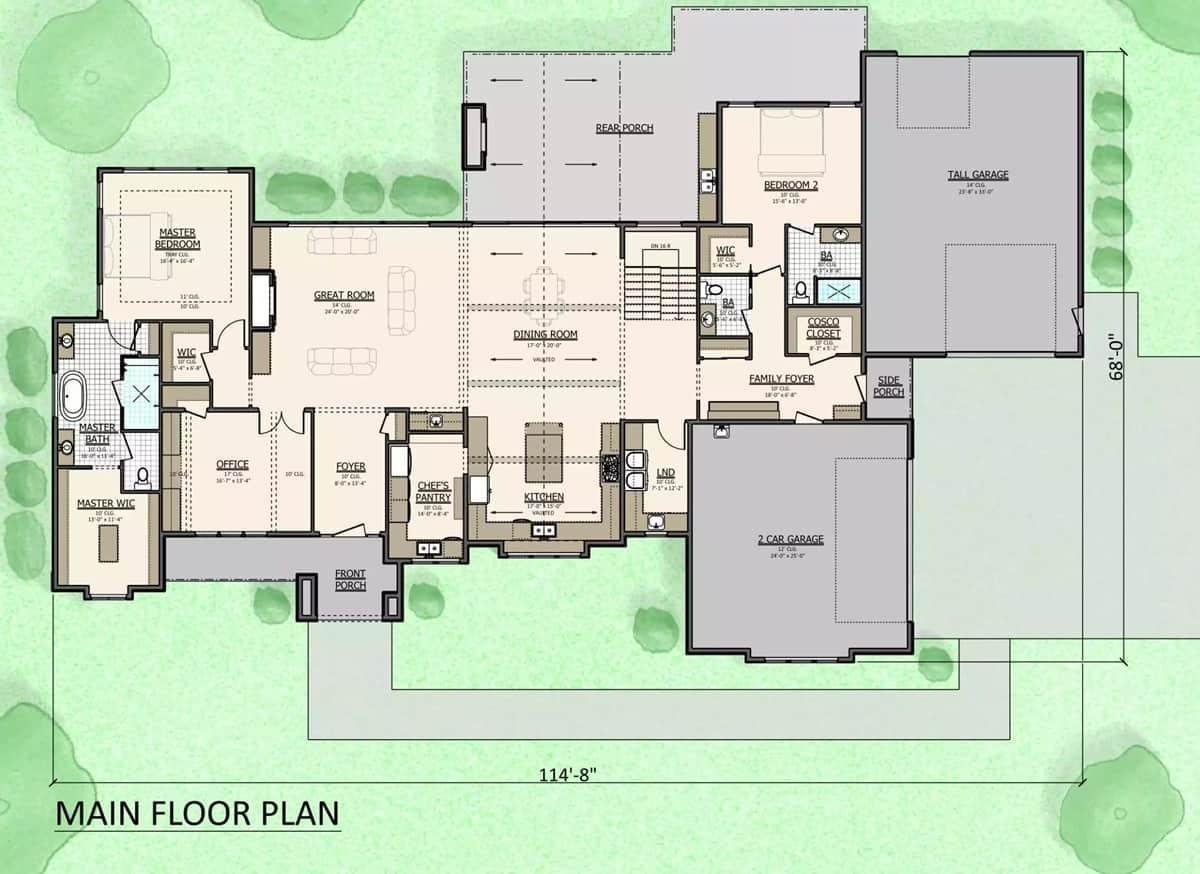 Explore the Spacious Great Room in This Farmhouse Layout