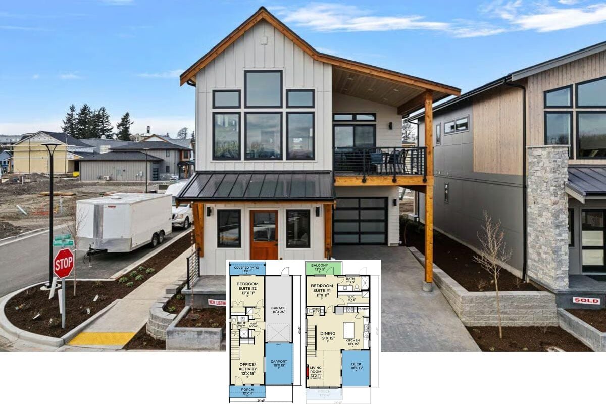 2-Bedroom Contemporary Home for a Narrow Lot with Balcony (Floor Plan)