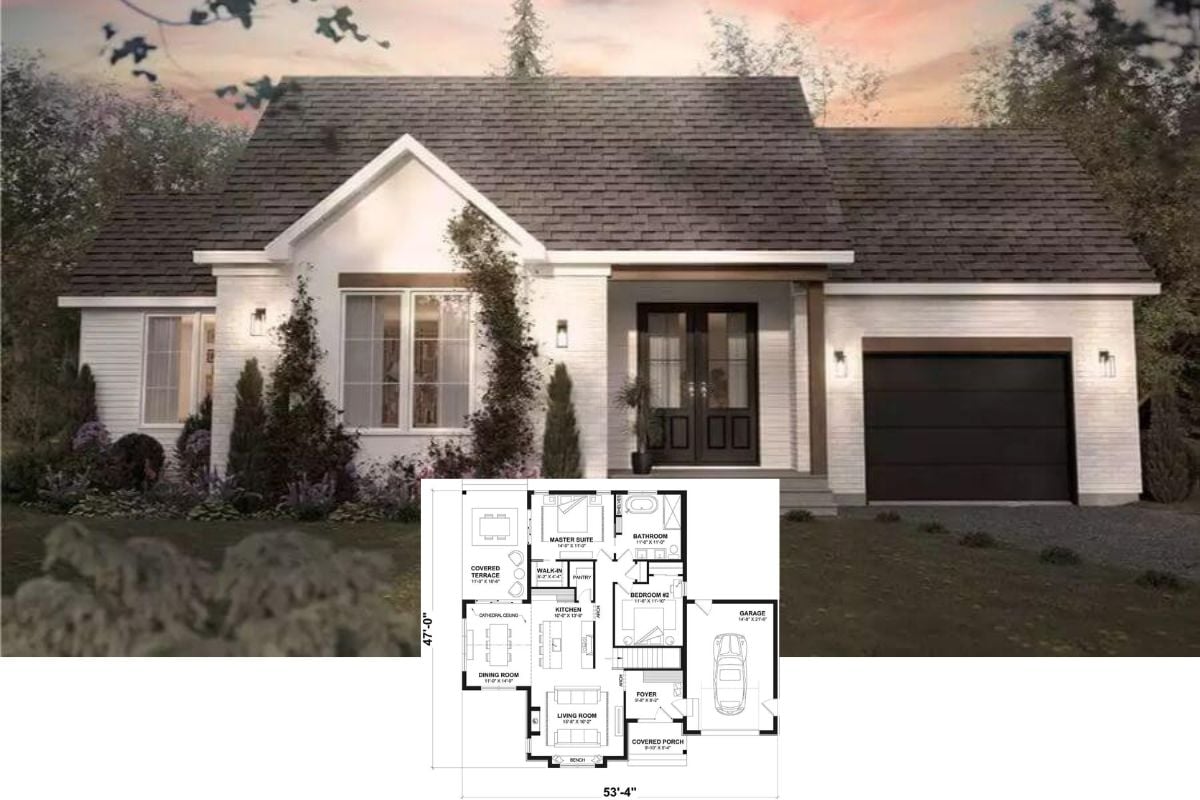 Cottage-Style 2-Bedroom Dorset Home with Covered Terrace and Open-Concept Living (Floor Plan)