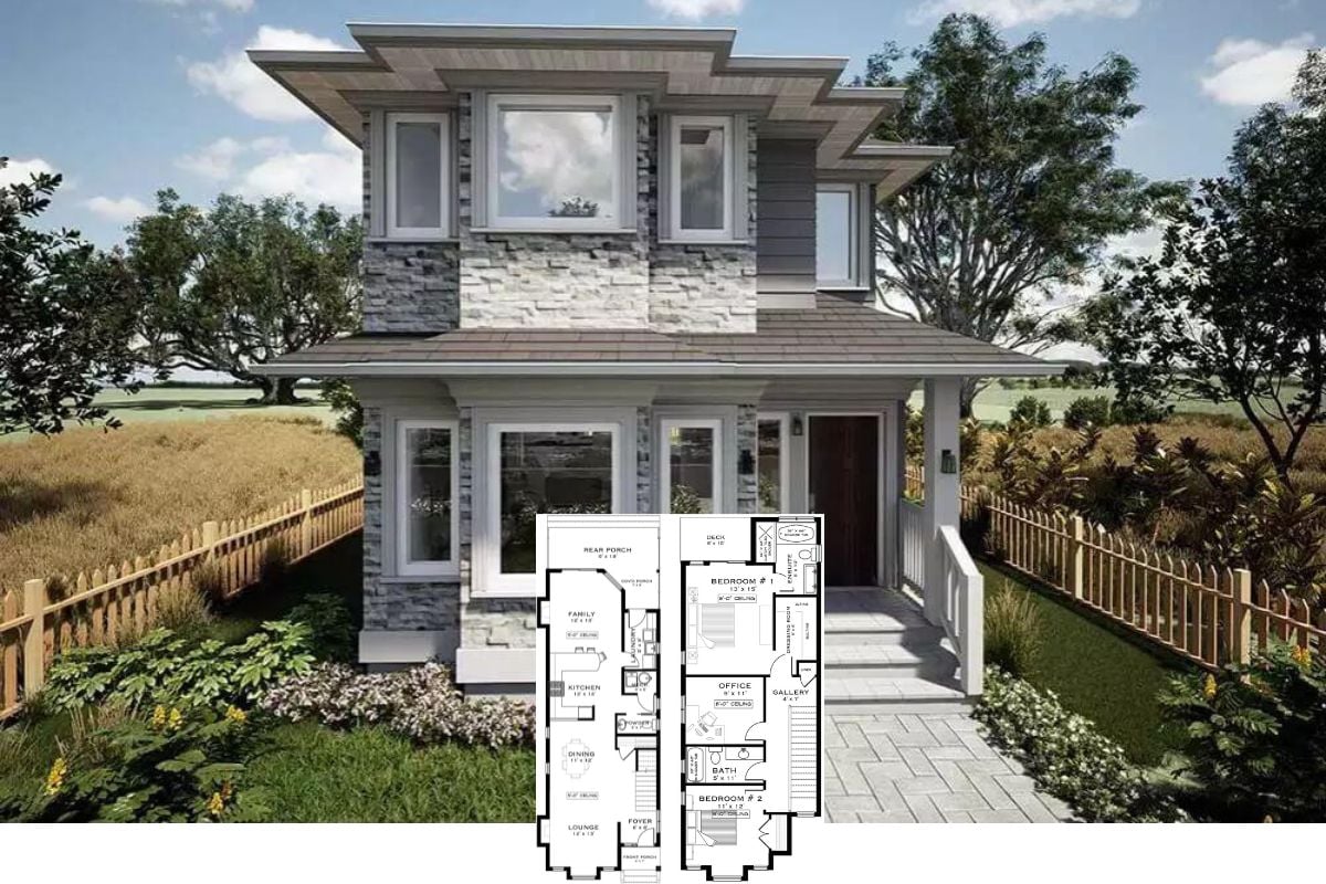 2-Bedroom Modern-Style Carlsen Home with Open Living Space and Narrow Footprint (Floor Plan)
