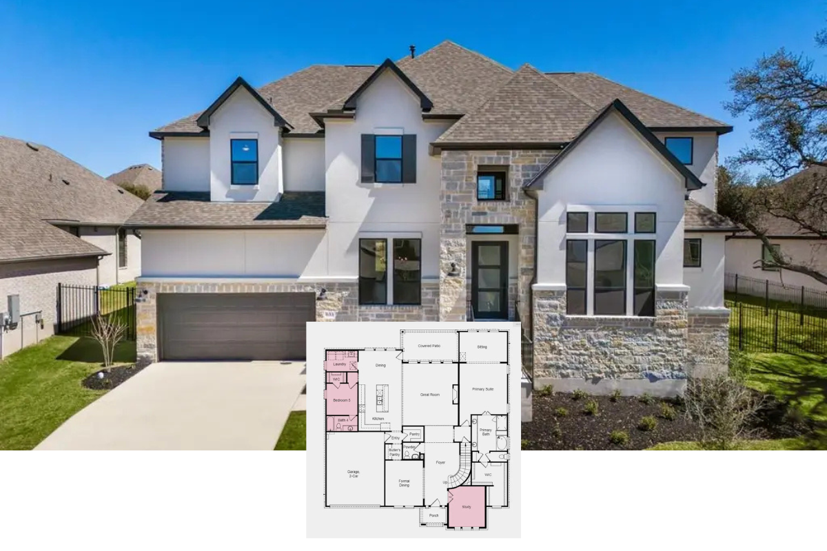 Transitional 5-Bedroom The Arabella Home with Two-Story Foyer and Covered Patio (4,302 Sq. Ft. Floor Plan)
