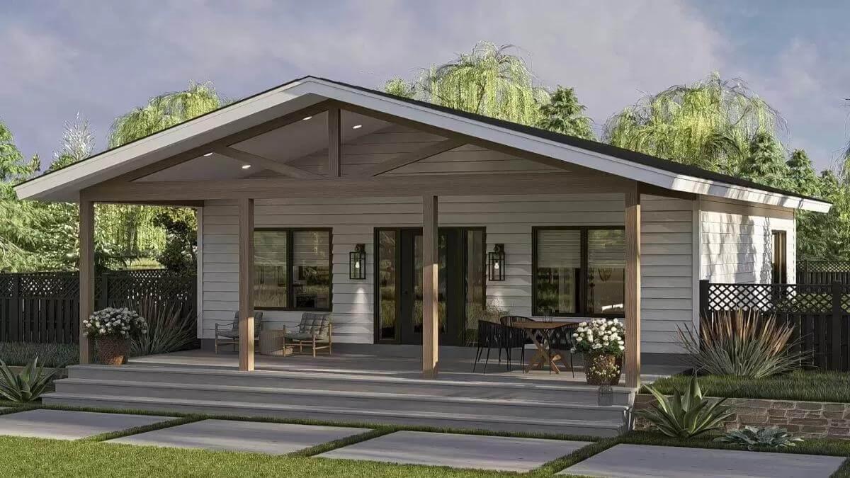 Relaxed Living on a Charming Front Porch with Vaulted Ceiling