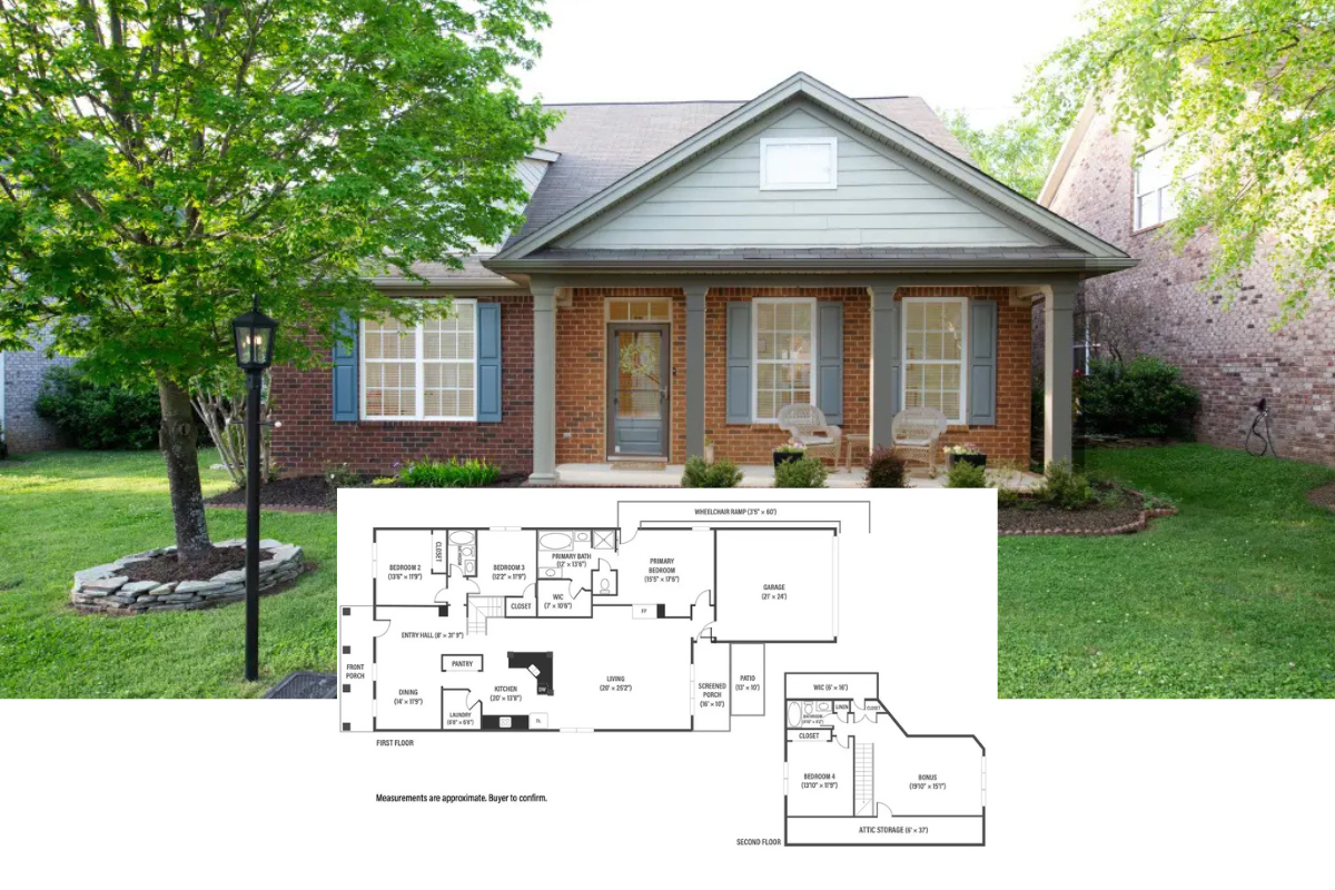 Traditional 4-Bedroom Cottage-Style Home with Bonus Room and Screened-In Back Porch (3,007 Sq. Ft. Floor Plan)