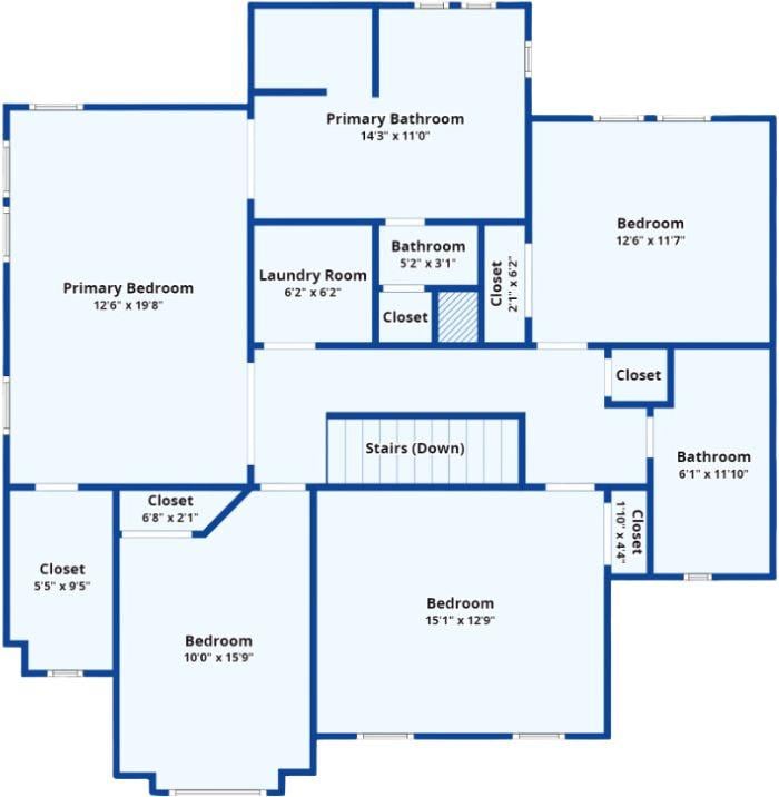Upstairs Layout with Spacious Bedrooms and Convenient Laundry Access