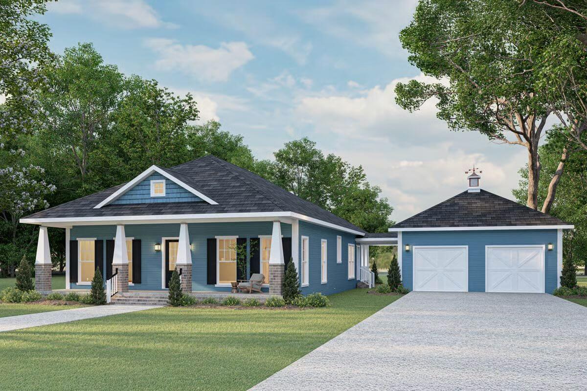 3-Bedroom Craftsman-Style Home with Front Porch and Double Garage (Floor Plan)