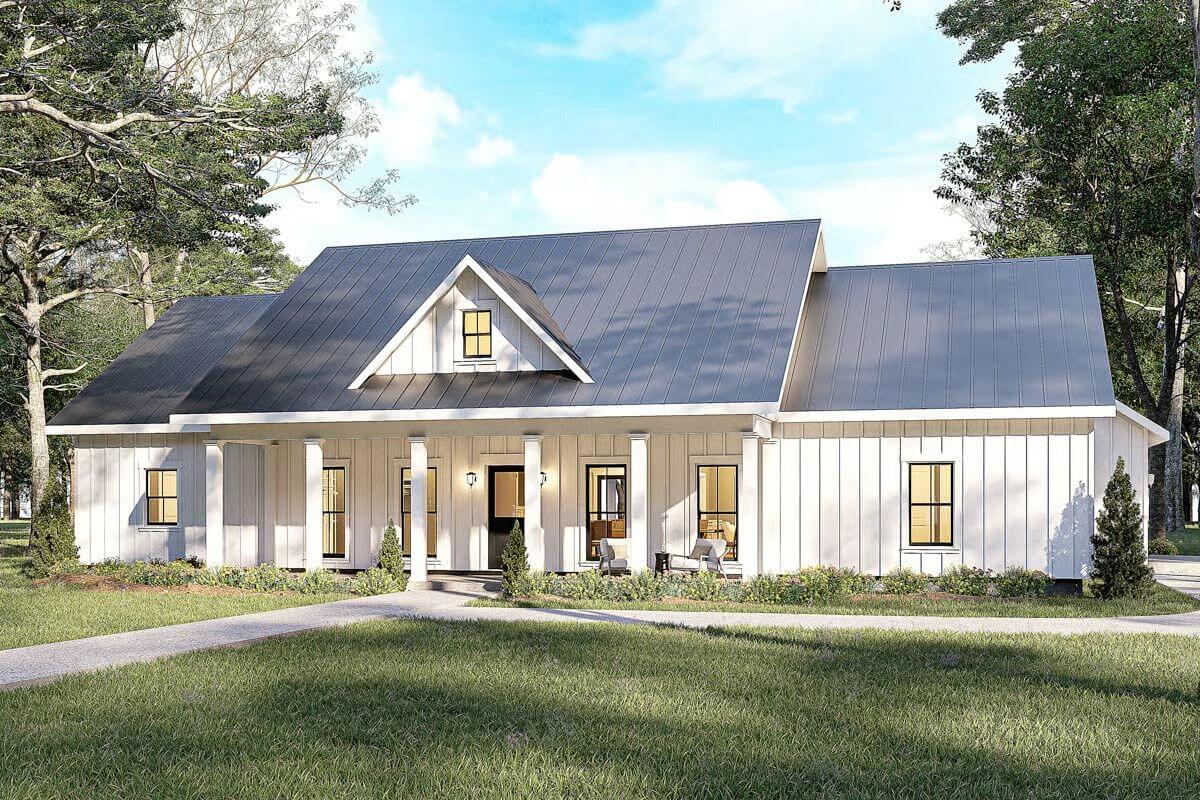 3-Bedroom Country Farmhouse with Front Porch and Covered Patio (Floor Plan)