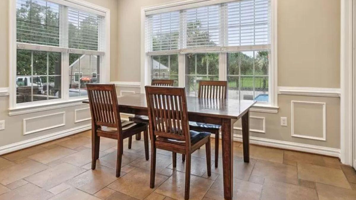 Notice the Bright Breakfast Nook with Classic Wainscoting