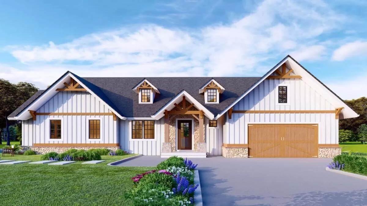 Check Out the Craftsman Touch with Timber Accents and Stone Detail