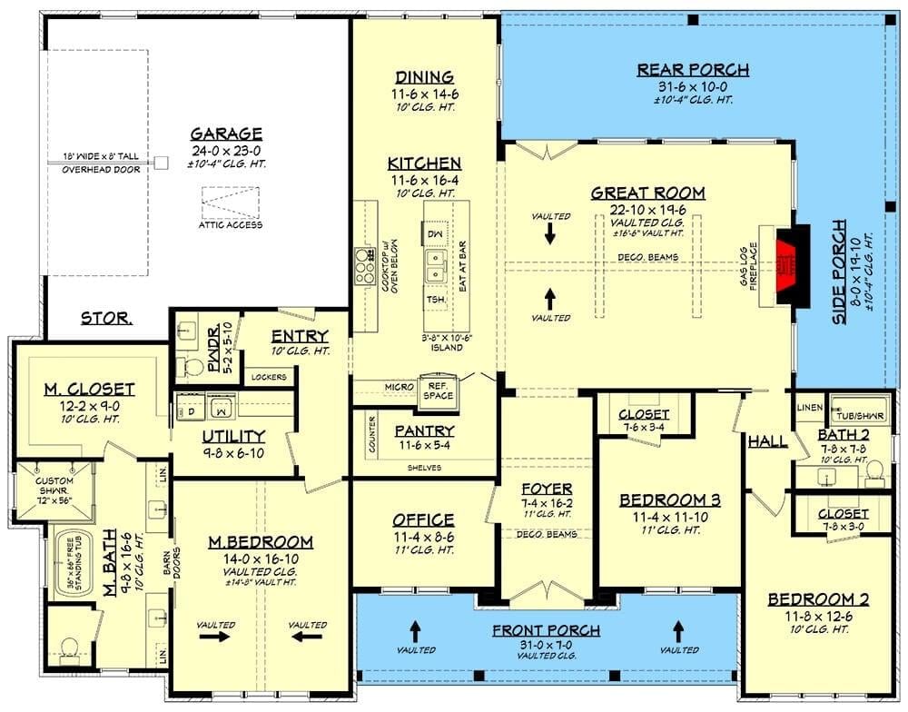 Open Plan Living with Dedicated Office and Vaulted Ceilings - A Craftman