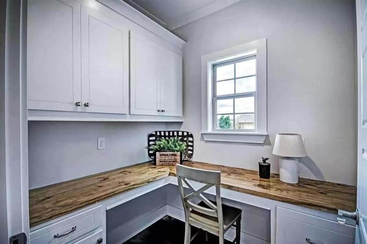 Notice How This Craftsman Home Office Maximizes Space with L-Shaped Desk