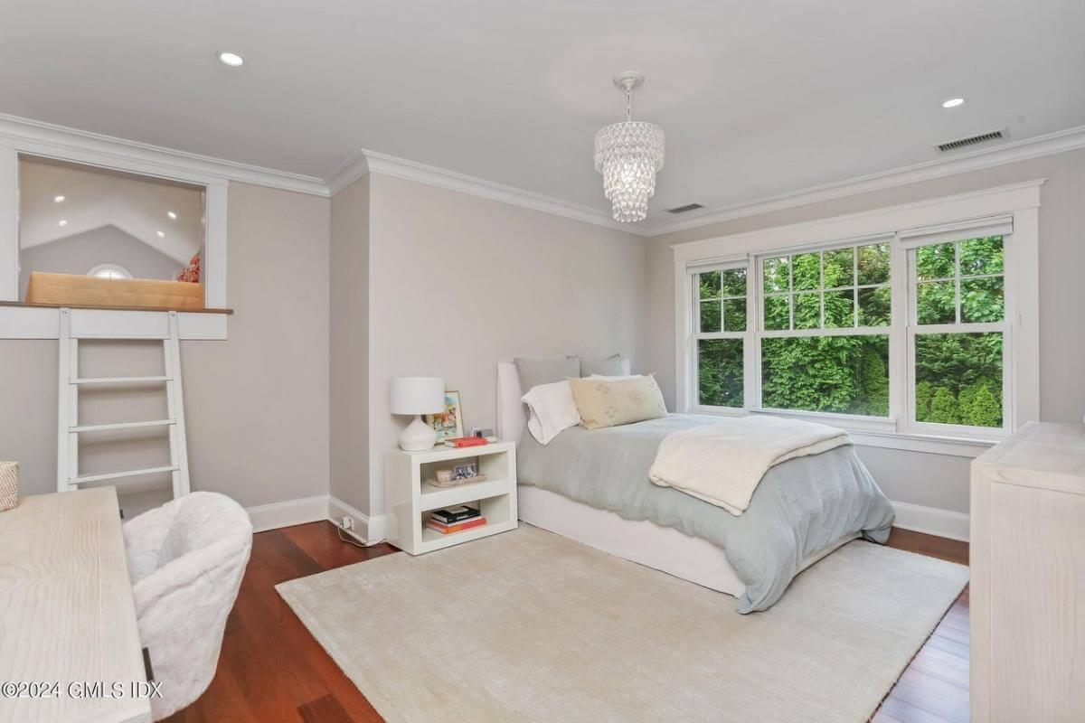 Bright Bedroom with a Fun Loft and Garden Views