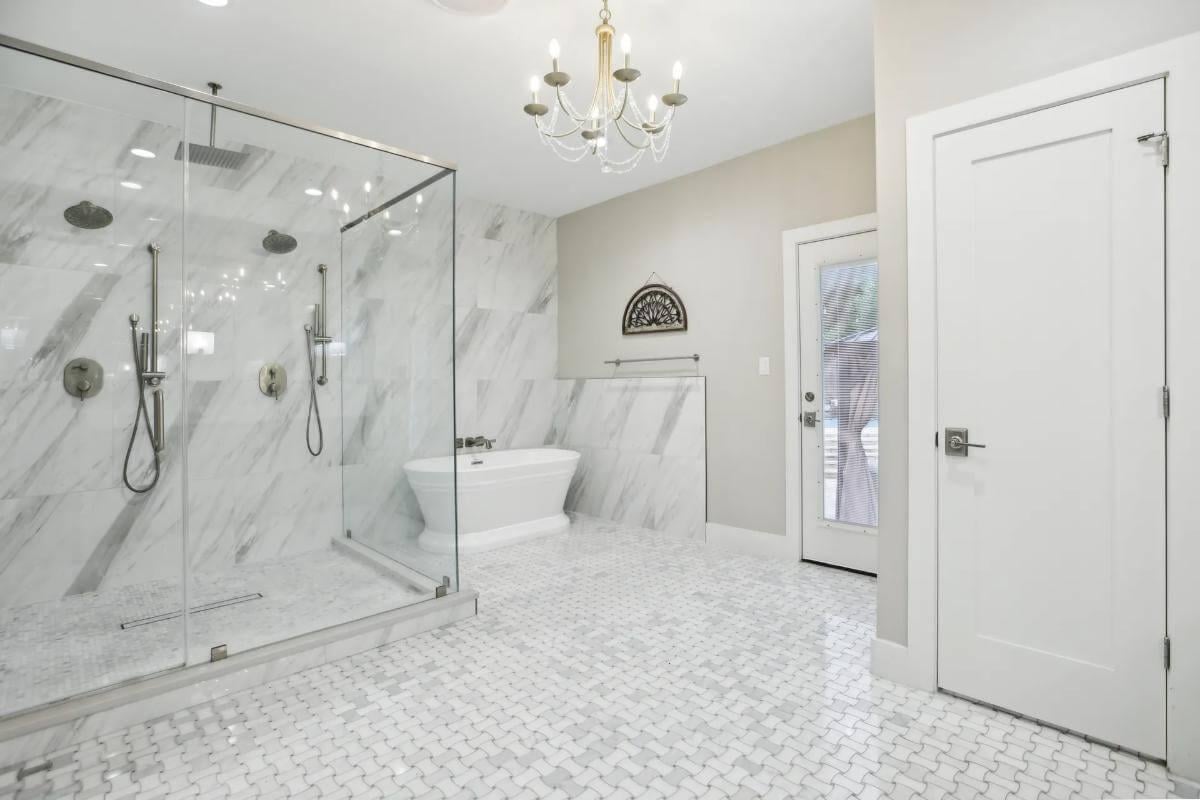Breathtaking Bathroom with Freestanding Tub and Walk-In Shower