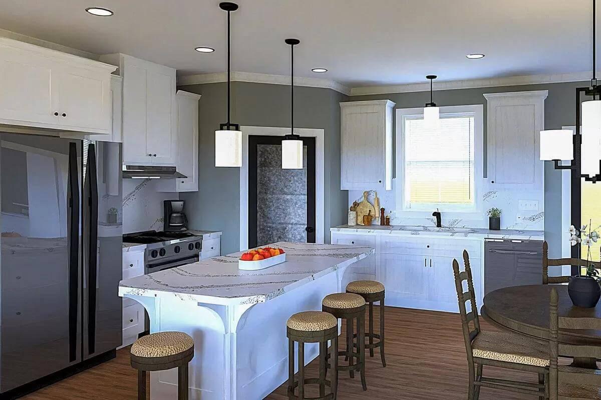 Wow, Check Out the Marble Island in This Classic Kitchen