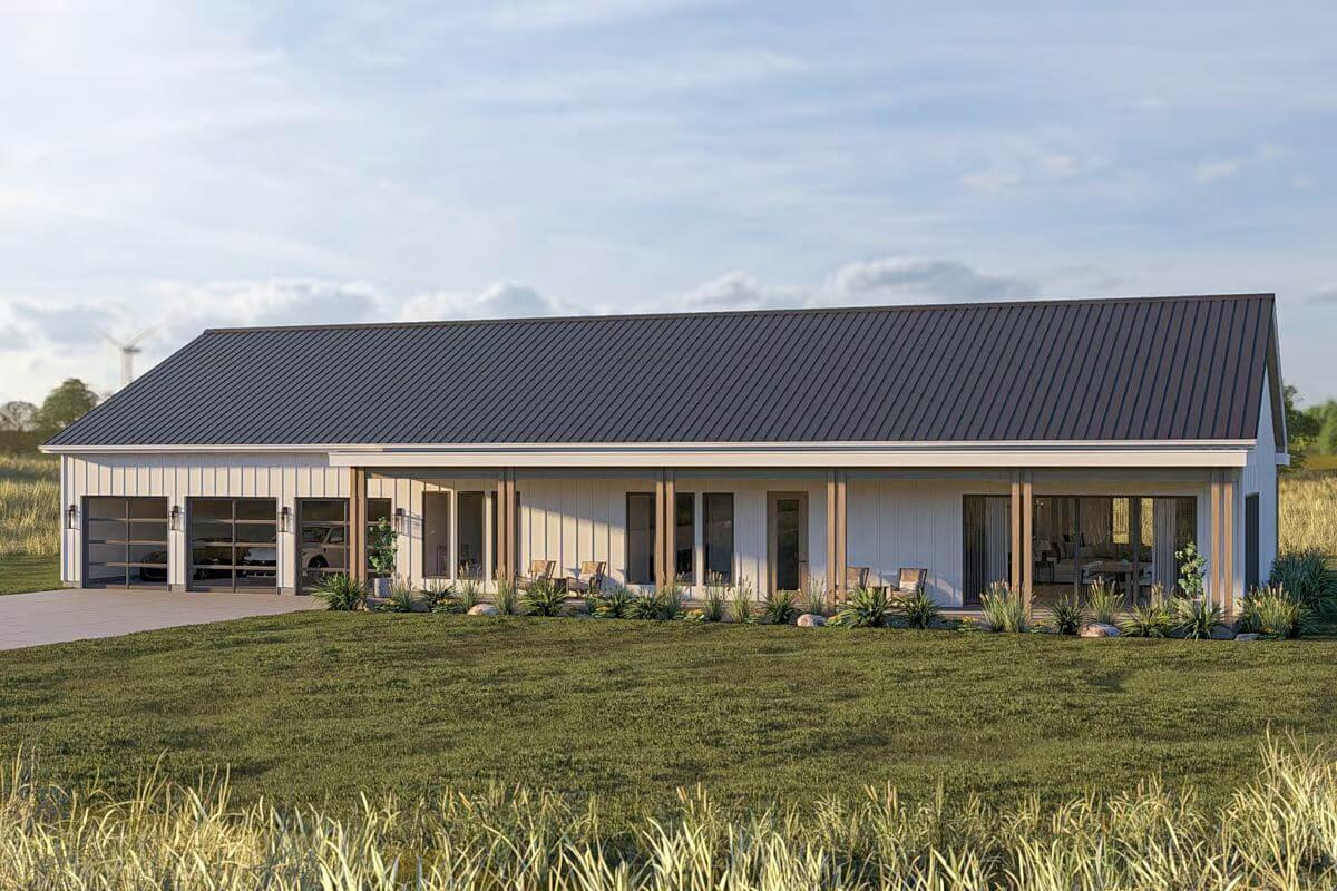 Modern Barn-Style Home with Expansive Glass Doors