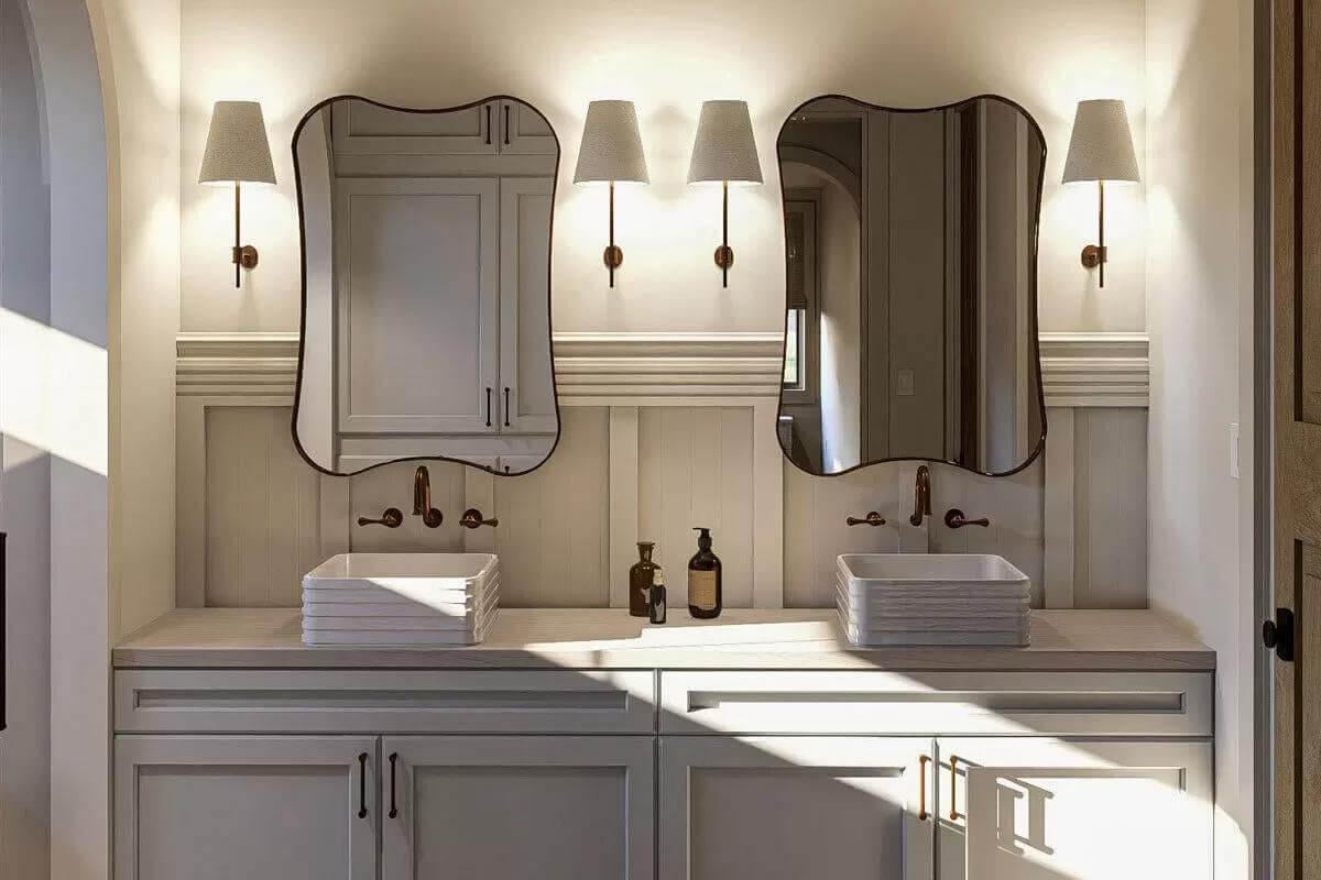 Notice the Elegant Symmetry in This Twin Vanity Bathroom