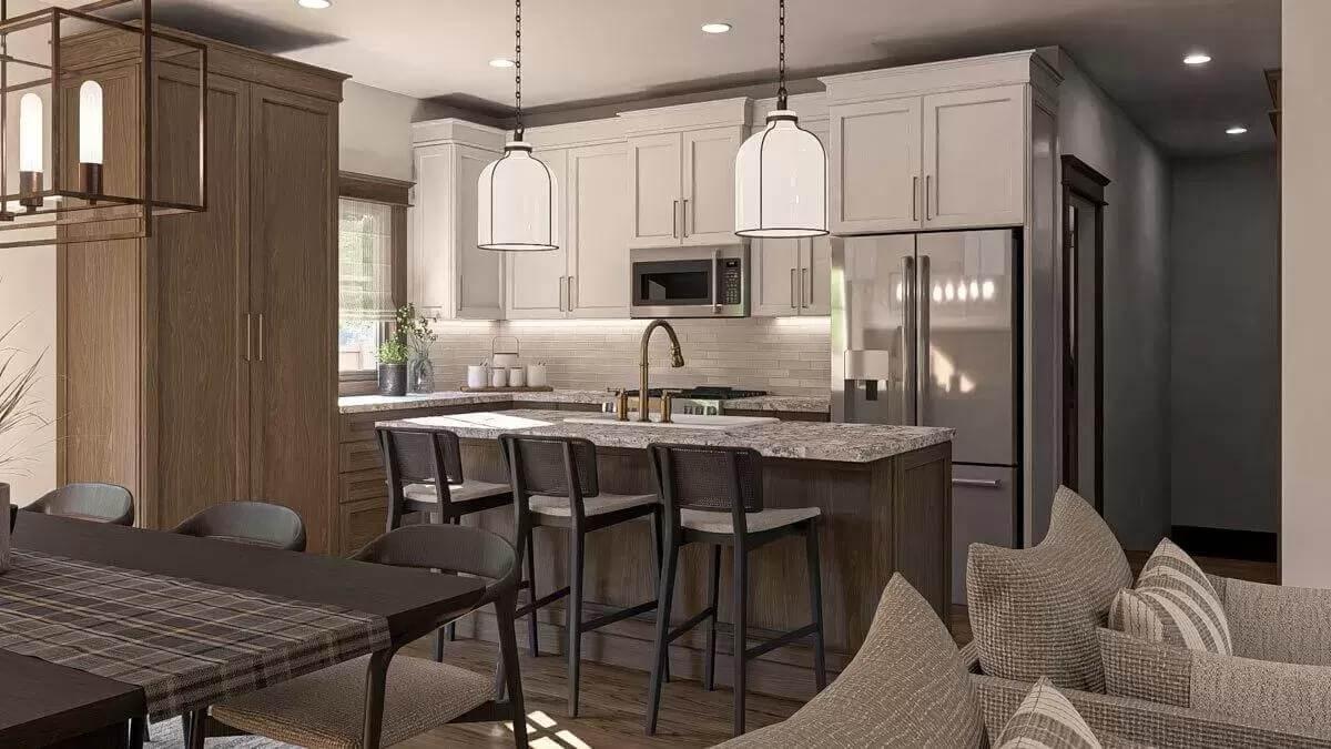 Appreciate the Earthy Tones in This Craftsman Kitchen with a Central Island
